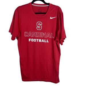 Nike Mens Large Red Stanford Cardinal Football Short Sleeve Crew Neck Tee Tshirt